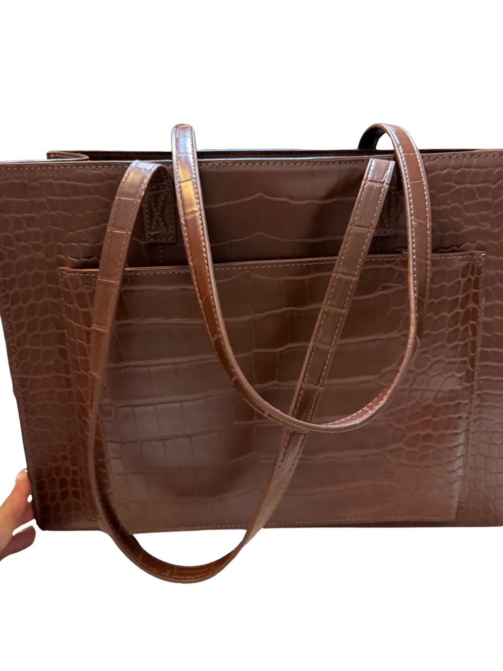 BEIS Work Tote Croc-Embossed Maple - Picture 2 of 12